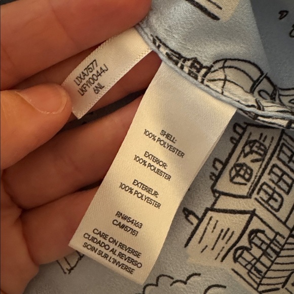 Karl Lagerfeld Light Blue Parisian Print Button Down Collared Long Sleeve Shirt - Picture 6 of 6